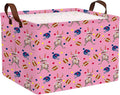Large Cute Easter Basket for Kid Empty Gift Baby Rectangle Storage Bin Bunny Eggs Boy＆Girl Room Décor (Rabbit Rugby Pink)