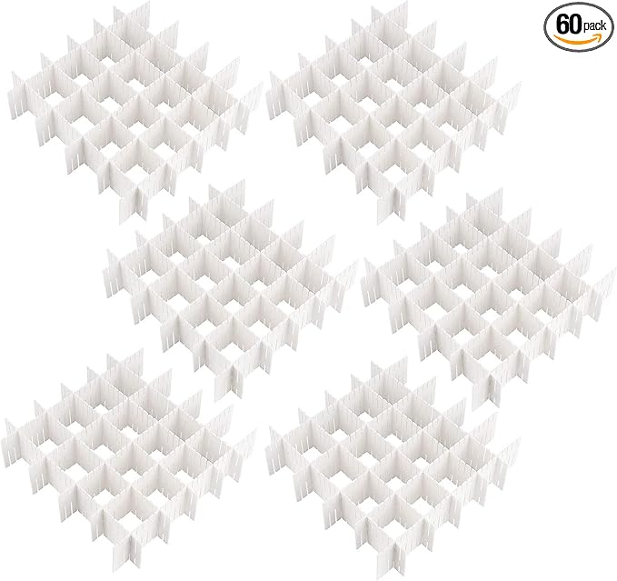 ZOENHOU 60 PCS 12.6 x 2.76 Inch White Drawer Dividers, Adjustable Premium Plastic Drawer Divider Organizers for Makeup Drawers Desktop Kitchen Drawer Organizers and Storage