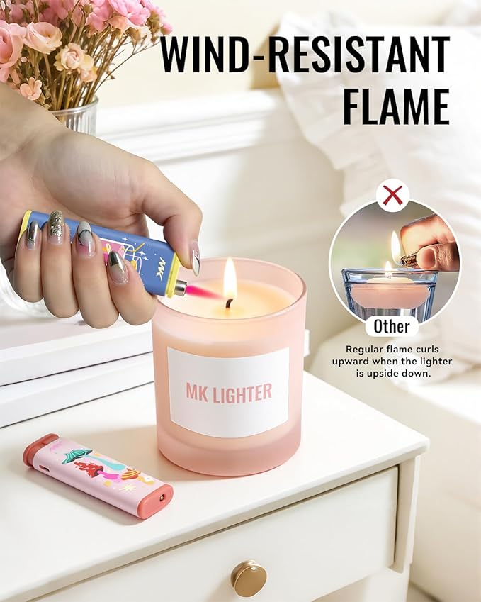 MK Wind Proof Jet Flame Lighters, 5PCS Striking Design, Ideal as Lighters for Candle, Camping, Outdoor use, Butane Refillable Lighter (MagicMush-5PC)