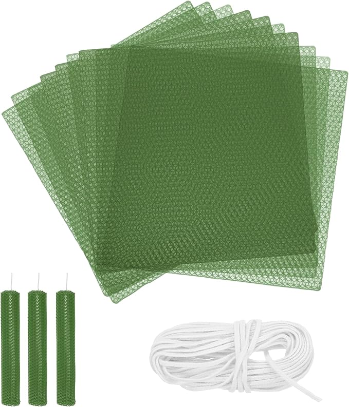 MECCANIXITY Beeswax Candle Making Kit,8x8 Inch 10pcs Light Green Beeswax Candle Sheets with 1pcs Cotton Wick for DIY Craft Gift Making