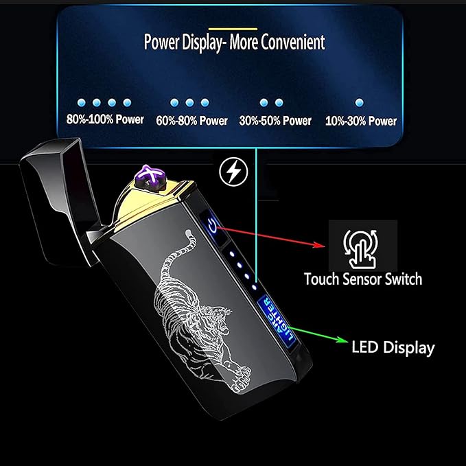 T3 Black Dragon Arc Lighter - Smart, USB Rechargeable, Windproof, Flameless, Lightweight Plasma Lighter for Fire, BBQs, Fireworks, Candle, Camping - Indoors & Outdoors