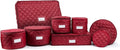 Covermates Keepsakes Dish Storage Set – Padded China & Dinnerware Storage Cases with Dividers, Cup & Stemware Storage, Quilted Polyester Protection, ID Window, Red