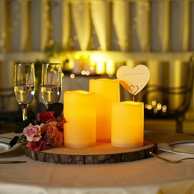 Homemory Waterproof Flameless Candles, Outdoor Indoor Battery Operated LED Pillar Candles with Remote Control and Timer, Plastic, Long Lasting, D3 x H4 4" 5" 5" 6" 6", Set of 6