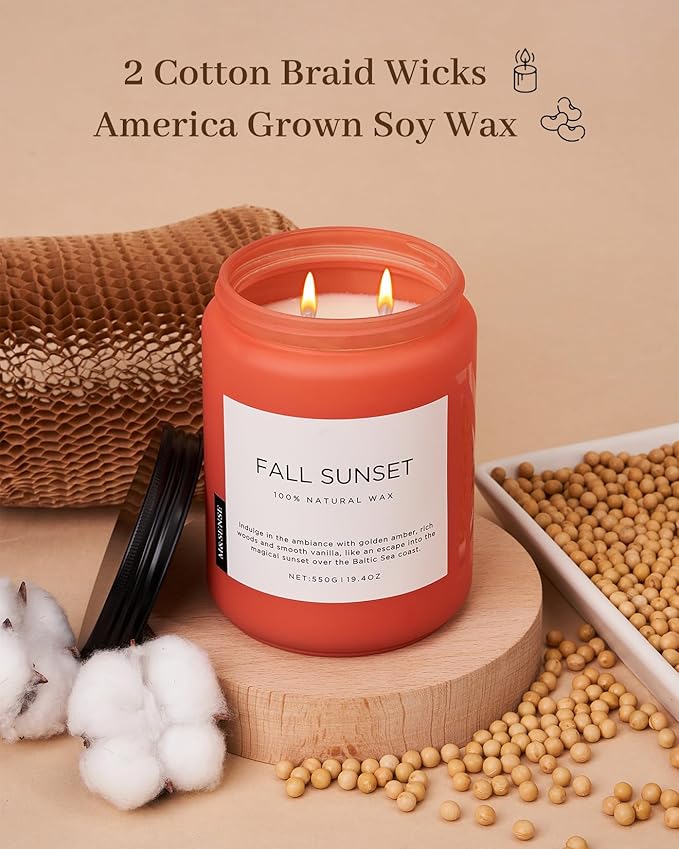 M&SENSE Amber Santal Soy Candles, Scented Candle 110 Hours Long Lasting Clean Burn Large Candle for Home Natural Organic Aromatherapy Relaxing Candle Birthday Holiday Gifts for Mom Friends