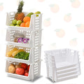 Skywin TidyFriend Medium Stackable Storage Bins for Pantry - 4 Pack, Stackable Bins For Organizing Food, Kitchen, and Bathroom Essentials (White)