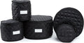 Covermates Keepsakes Dish Storage Set – Padded China & Dinnerware Storage Cases with Dividers, Cup & Stemware Storage, Quilted Polyester Protection, ID Window, Black