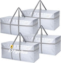 Windyun 4 Pack 177 Gallon Extra Large Moving Bags XXL Heavy Duty Storage Bag with Strong Zipper Handle Jumbo Big Tote Box Foldable for College Dorm Travel Clothes Duffle Blanket Pillow(Silver)