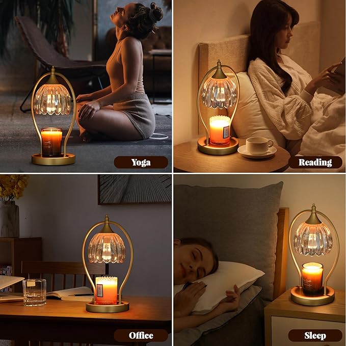 GOODBUY Candle Warmer Lamp with Timer Dimmable: Electric Candle Warmer Birthday Gifts for Women, Mothers Day Gifts for Mom, House Warming Gifts New Home Decor Wax Warmer for Jar Candles with 2 Bulbs