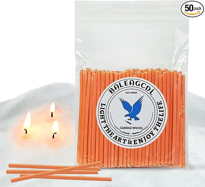 Pearled Candle Wick 2.2 Inch Orange Cotton Wicks 100-Pack - Premium Metal-Free & Lead-Free Candle Wicks for Candle Making