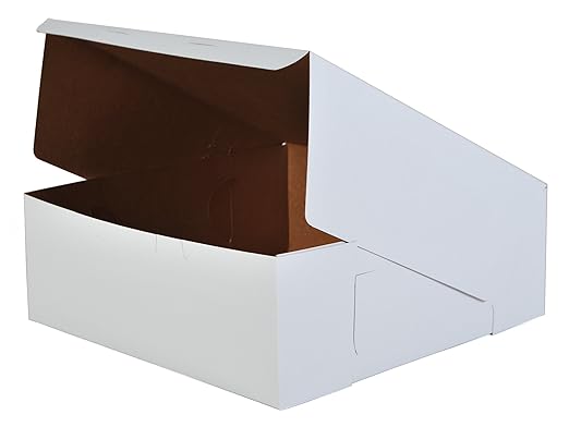 Southern Champion Tray 0991 Premium Clay Coated Kraft Paperboard White Non-Window Lock Corner Bakery Box, 14" Length x 14" Width x 5" Height (Case of 50)