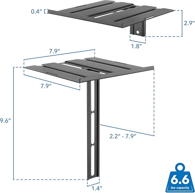 Mount-It! Floating TV Shelf – Dual Wall or TV Mountable AV Shelf – for Cable Boxes, Streaming Devices & Consoles – Steel with Vents & Safety Lip – Easy Installation – Space-Saving Design (6.6 lbs)