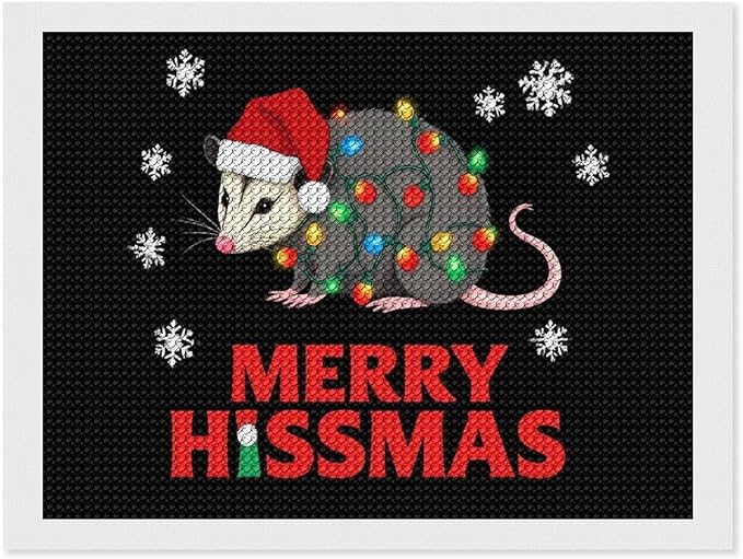 AIVKIEJK Diamond Painting Kits for Adults - Christmas Possum Merry Hissmas Painting DIY 5D Full Drill Diamond Dots Paintings with Diamonds Gem Art and Crafts Home Decor 12"x16"