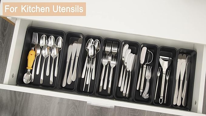 Kutesna 25 PCS Interlocking Desk Drawer Organizer Separator for Office,Bathroom,Kitchen,Makeup,Tool（4 Sizes）