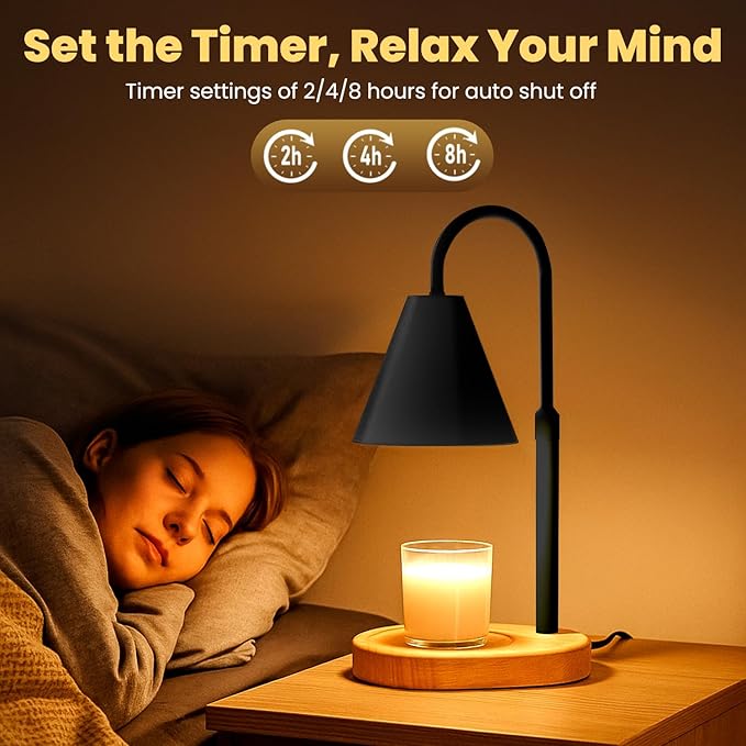 Candle Warmer Lamp with Timer & Dimmable Light – Adjustable Height Candle Melter for Jar Candles – Cozy Home Décor, Christmas, Birthday & Housewarming Gift Ideas for Women, Mom, Sisters, and Friends