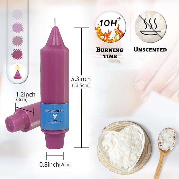 Handmade Unscented Taper Candles Long Lasting Burn Candles Gradient Purple Candles 5inch Short Candlesticks Elegant Design for Home Décor Weddings Festive Seasons