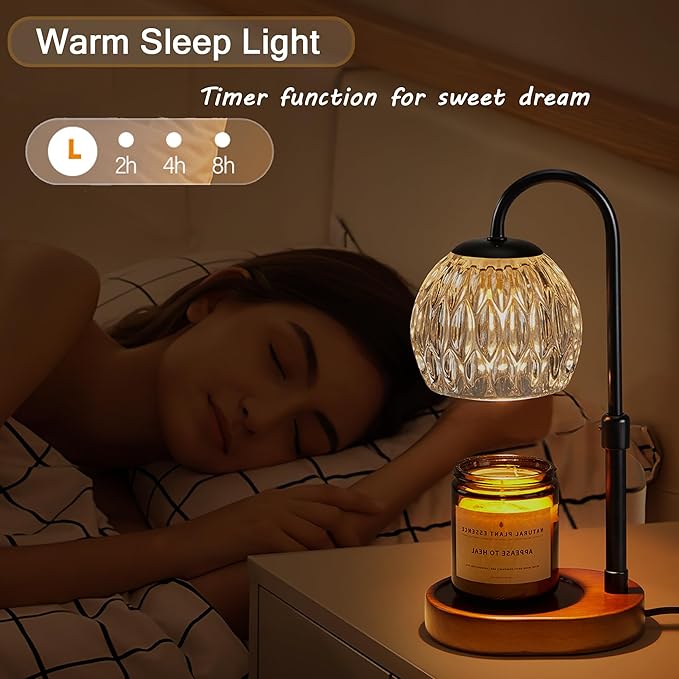 Dreamholder Candle Warmer Lamp, Glass Electric Wax Melter Warmer Lamp with Timer & Dimmer, Vintage Wax Warmer Adjustable Height Scented Candles, for Home Decor Gifts, Black