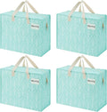 VENO 4 Pack Heavy Duty Moving Bags, Storage Bags, Packing Supplies, Top Zipper, Storage Totes for Camping, Clothes, Bedding, Comforters, Pillows (13 Gallon,Evergreen, 4 Pack)