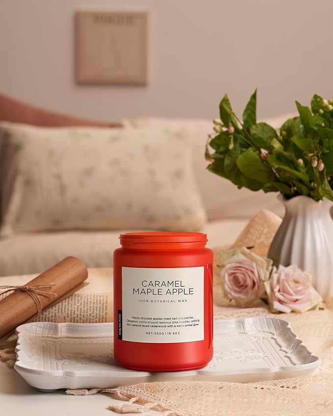 M&SENSE Caramel Apple Pie Candles for Home Scented, Natural Soy Wax 19.4oz Long Lasting 110 Hours Clean Non Toxic Large 2 Wick Candle Gifts for Easter Birthday Housewarming Gifts