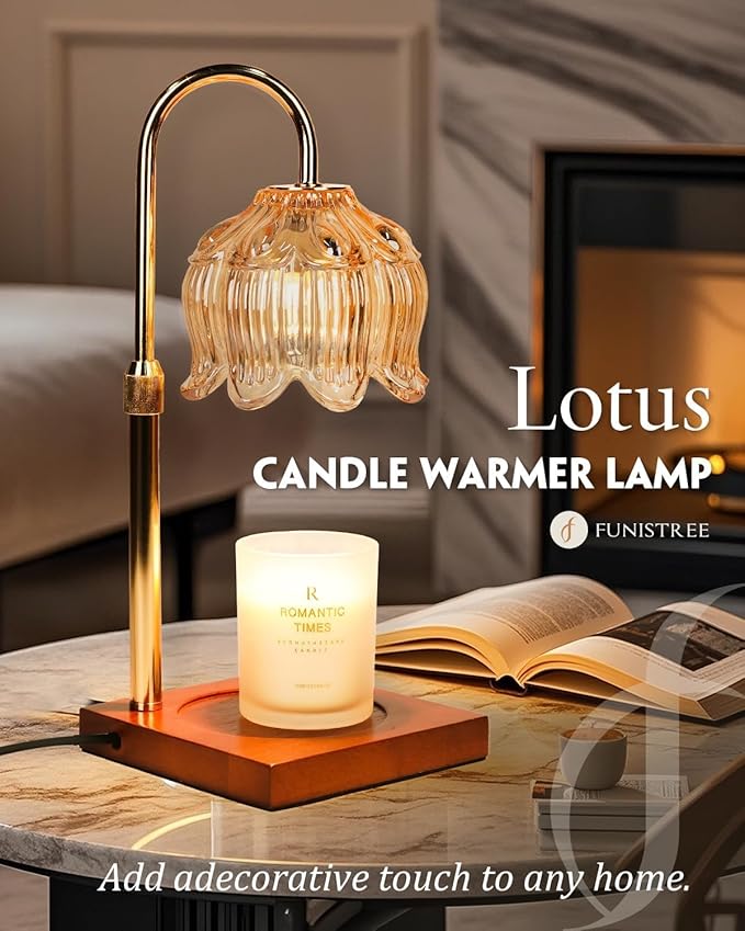 Flower Candle Warmer Lamp with Timer & Dimmer, Adjustable Height Candle Warmer, Mothers Day Birthday Gifts for Women Mom, House Warming New Home Decor, Wax Warmer with 2 Bulbs for Jar Candles