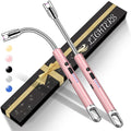 2 Pack Electric Candle Lighters, USB Rechargeable Lighter with Windproof Flameless & Extended Handle, Suitable for Candles, BBQ, Camping, Gas Stove, Festivals Gift (Pink, 2 Packs-A)