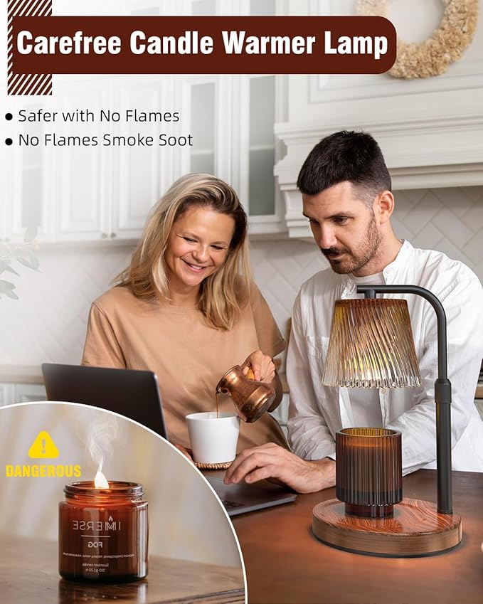 Candle Warmer Lamp with Timer Dimmable for Women, Adjustable Height Candle Warmer for Jar Candles, Electric Wax Melt Warmer lamp with 2 Bulbs, Housewarming Gifts New Home Decor