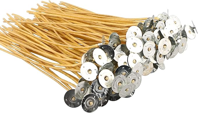 6In Hemp Wick,100 Piece Hemp Candle Wicks in 3mm,Pre-Waxed by Natural Beeswax & Tabbed,Thick Candle Wick for Candle Making