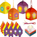 Simgoing 12 Sets Spring Flower Crafts with LED Lights DIY Mother's Day Crafts Lanterns Kits Colorful Flower Tissue Paper Suncatchers for Mother's Day Window Home Decor Spring Summer Activities