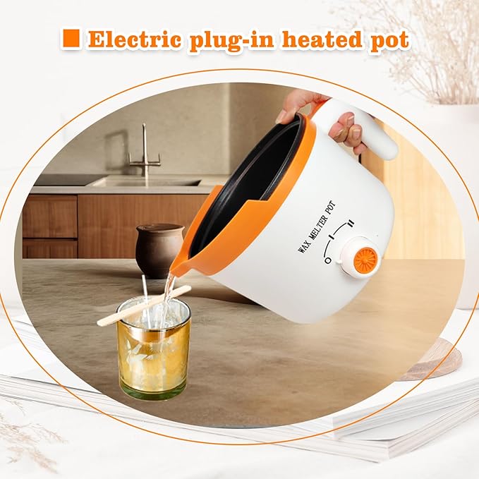 WcoDusak Electric Wax Melting Pot with Thermometer, Wax Melter with Spout for Candle Making - 1.5QT Pour-Through Design for Fast and Even Melting of Soy & Beeswax Wax