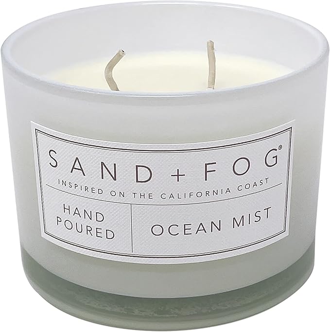 Sand + Fog Scented Candle - Ocean Mist – Additional Scents and Sizes – 100% Cotton Lead-Free Wick - Luxury Air Freshening Jar Candles - Perfect Home Decor – 12oz