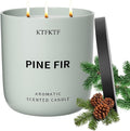 Pine Fir Scented Candle for Home, 14.1oz 80H Long Lasting Aromatherapy Candles for Relaxation & Freshness, Non-Toxic Essential Oil & Soy Wax | Crisp Woody Forest Fragrance