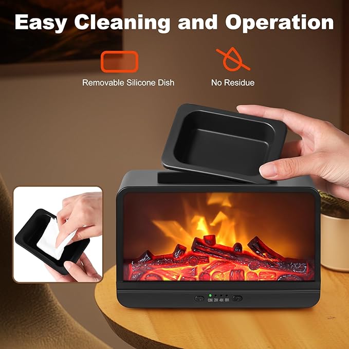 Flame Fireplace Wax Melt Warmer,Scentsy Wax Warmer with Timer, Electric Wax Warmer for Scented Wax with PTC Heating Plate, Wax Burner for Women Gifts & Home Decor(Black)