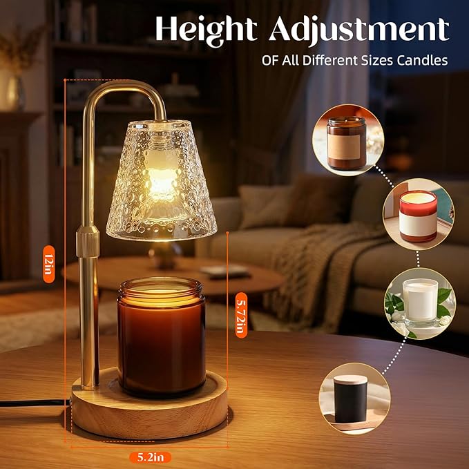 Glimra Candle Warmer Lamp Electric Timer,Candles Wax Melt Lamp for Jar Candles,Adjustable Candle Warmer Birthday Gifts,for Mom Women Friend Sister,Office Apartment Dorm Room Home Decor Amber
