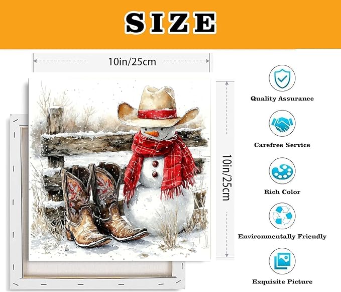 TCDZMYGS Winter Paint by Numbers Kit for Adults Beginner,Boots Snowman Paint by Number Kits with Frame,DIY Acrylic Oil Painting by Numbers for Home Wall Decor 10 x 10 inch