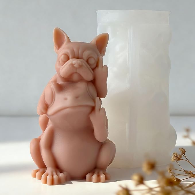 Couple Dog and Frog Animal Cylinder Candle & Resin Mold - Resin Casting Silicone Molds for Home Decor & Candle Making Wave Spiral Mold
