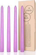 CANDWAX Lilac 10 inch Taper Candles Pack of 4 - Unscented Smokeless Dripless Candlesticks - Perfect as Easter Candles and for Special Occasions, Ordinary Dinners, Holidays - Lavender Candle Sticks