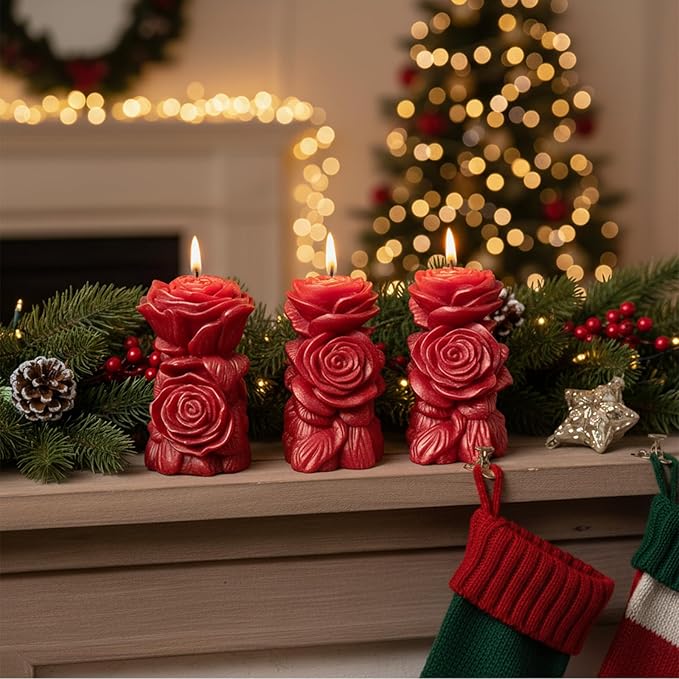 Candle Molds,Rose Pillar Candle Mold for Making Home Decor Wedding Decor Crafts Gifts,Candle Molds for Candle Making,Aromatherapy Candle Making Supplies