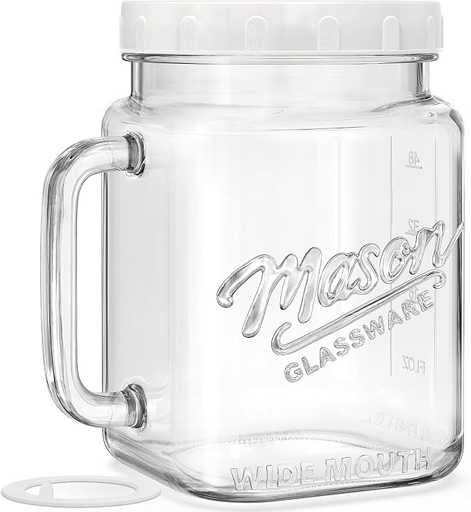 Folinstall 74 oz/2160 ml Glass Jar with Lid, Wide Mouth Airtight Glass Storage Jar, Quart Pantry Organization Mason Jar For Fridge, Food Storage Container For Sugar, Flour, Pickle, Coffee, Candy