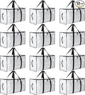 Moving Bags Heavy Duty Extra Large, Moving Boxes, Moving Supplies Essentials, Blue Storage Bins with Lids, Plastic Packing Totes, Storage Bags for Clothes with Handles & Zippers(White, 12 Pack)