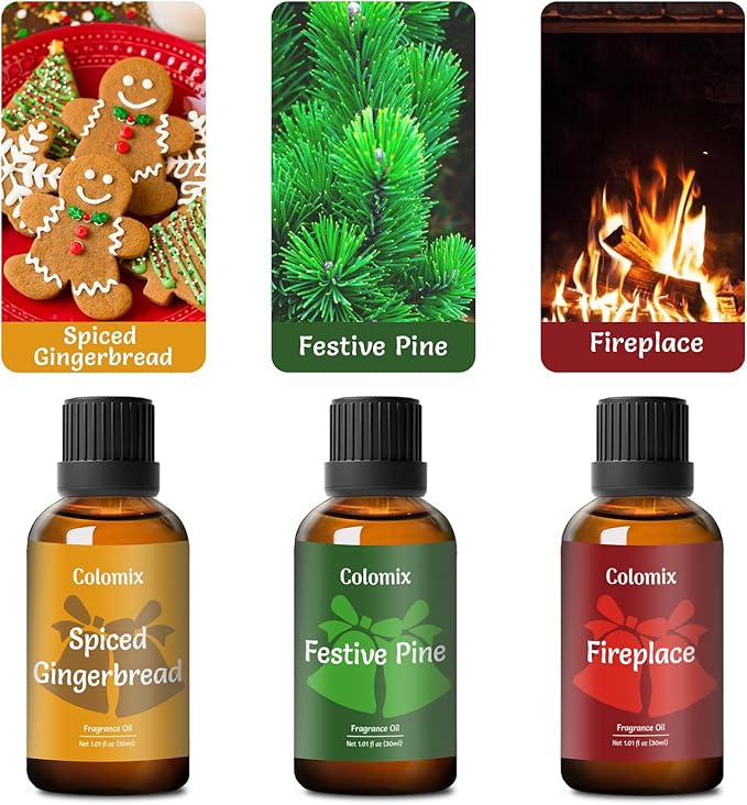 Christmas Fragrance Oils Set, 30ml x 3, Fragrance Oil for Diffuser, Candle Making, Soap Scents | Mother's Day Oil Gift Set, Essential Oils Diffuser Scents