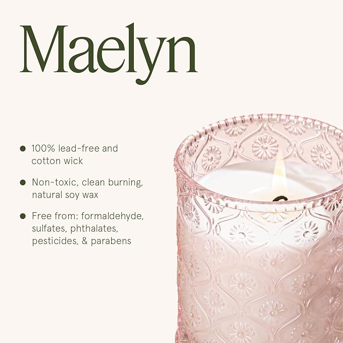 LA JOLIE MUSE Santal Rose Scented Candle – Saffron, Rose & Leather | 6 oz Natural Soy Wax | 40 Hours Clean Burn | Self Care Gifts for Women | Elegant Home Decor