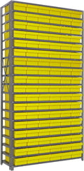 Quantum Storage Systems 1275-401YL Solid Heavy Duty 19 Shelves 108 Super Tuff Euro Yellow Bins 75" H x 36" W x 12" D