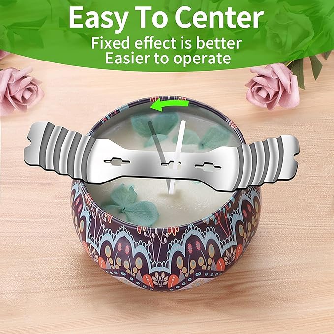 20 pcs Metal Candle Wick Holders, Upgraded Candle Wick Centering Devices, Silver Stainless Steel Candle Wick Holder for Candle Making
