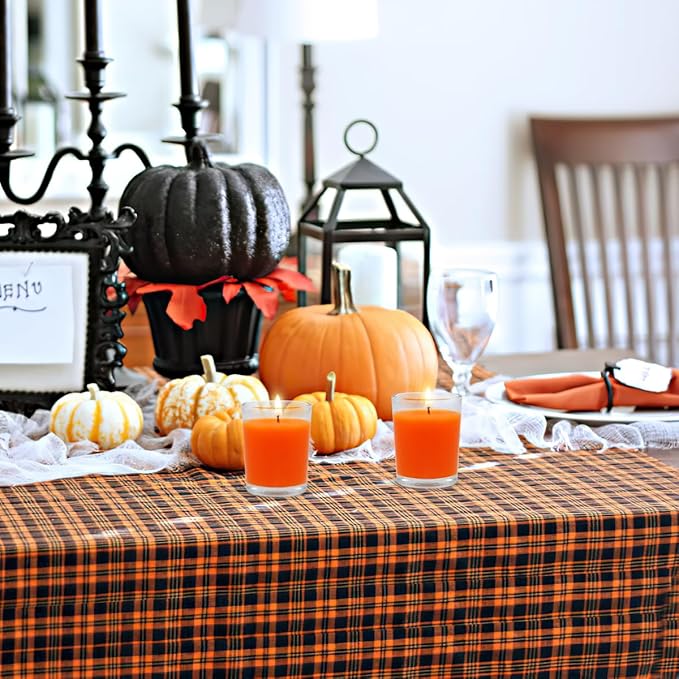 20 Packs Unscented Orange Votive Candles in Clear Glass, Small Bulk Natural Soy Wax Scentless Fall Colored Candles for Thanksgiving Halloween Harvest Home Holiday Spa Decoration