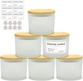 SUPMIND 16oz 3 Wick Candle Jars 6 Pack - Large Empty Frosted Glass Candle Making Jars with Bamboo Lids, with Stickers and Labels, Bulk Candle Containers for Making Candles