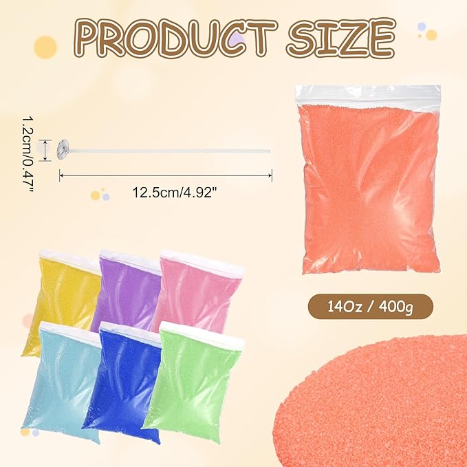 MECCANIXITY Pearled Sand Candles with 30 Pcs Wicks 14Oz / 400g Candle Beads Refillable Powder Sand Wax Making Kit for Thanksgiving Christmas Wedding Party DIY Home Crafts, Orange