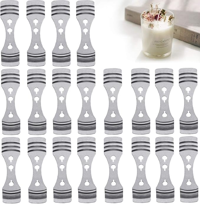 DINGPAI 60pcs Metal Candle Wick Centering Devices, Silver Stainless Steel Candle Wick Holder for Candle Making