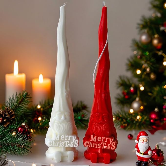 Gnome Santa Candle Silicone Molds Resin Casting Mould for DIY Christmas Candle Making Polymer Clay Craft Plaster Home Decoration