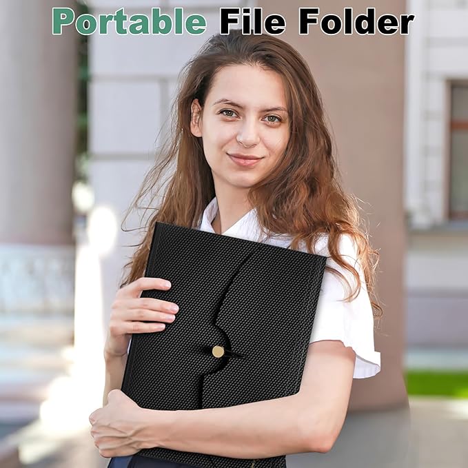 Sooez 7 Pocket Expanding File Folder, Premium Accordion File Organizer, Letter Size Folders for Documents, Sleek Filing Folders with Bungee Closure, Portable Folders for School Office Supplies, Green
