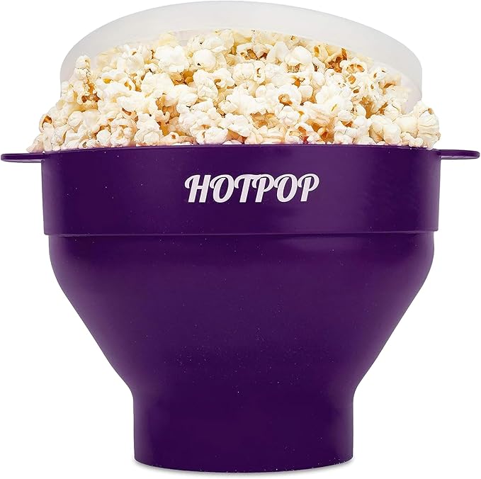 The Original Hotpop Microwave Popcorn Popper, Silicone Popcorn Maker, Collapsible Bowl BPA-Free and Dishwasher Safe- 20 Colors Available (Dark Orchid)