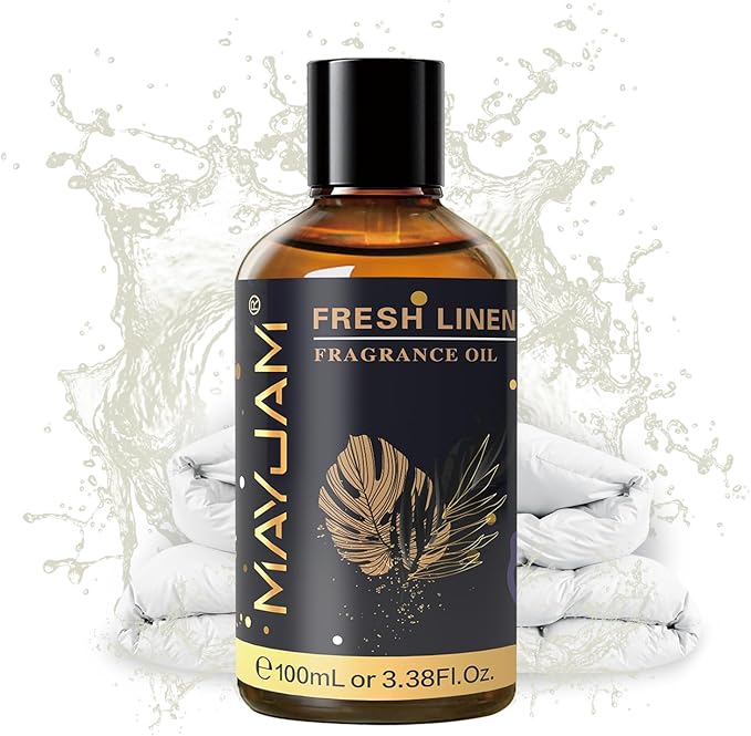MAYJAM Fresh Linen Fragrance Oils Essential Oil - Fresh Linen Oil for Diffusers, 3.38FL.OZ/100ML Large Volume Fragrance Oil with Premium Glass Dropper
